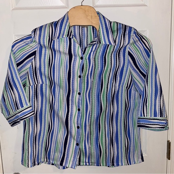 Allison Daley Blouse Top Multi Color StripesWomen’s Size 16 - Picture 2 of 4